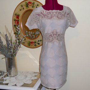 Free People New Romantics S Beige S/S Dress Lace Detail Low Back